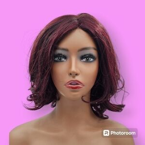 Zury Sis Beyond Black & Red Wine Side Swept Bang Moni Lace Front Wig